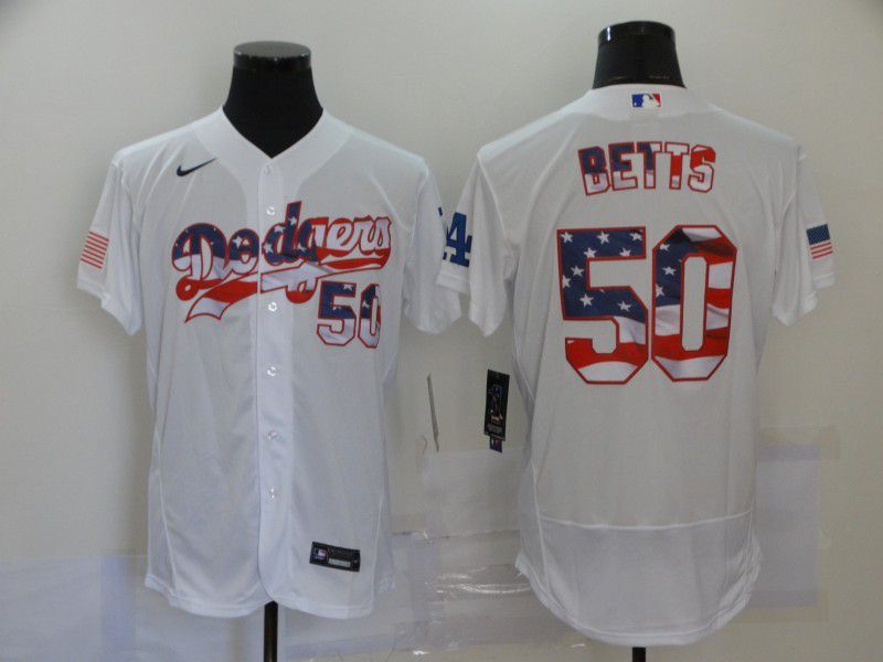 Men Los Angeles Dodgers #50 Betts White Elite 2024 Nike MLB Jersey style 1->los angeles dodgers->MLB Jersey